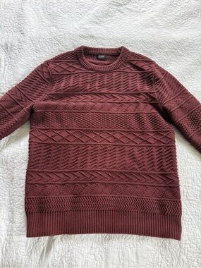 J. Crew Men's Burgundy Textured Crewneck Sweater